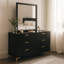 Commode large Dle avec miroir, pieds dorés, finition noire moderne-117056031