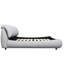 Lit de luxe tapissier grand avec revêtement anti-rayures, tissu gris et structure en bois stable-1379944498-1379944508