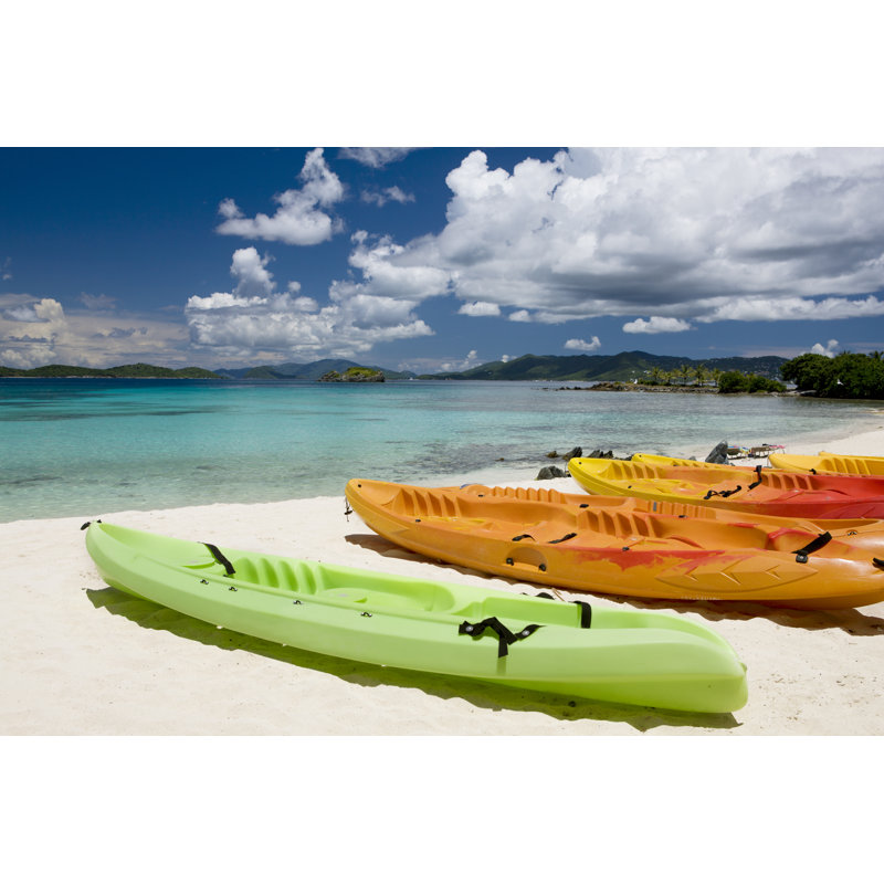 Colorful Kayaks On A Beach by Cdwheatley - No Frame Art Prints on Canvas, 20cm H x 30cm W