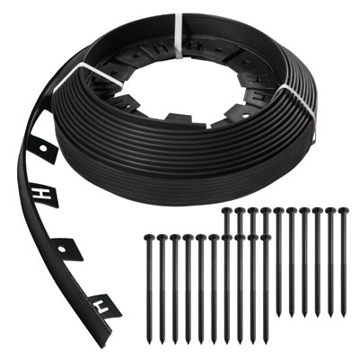 Ensemble de bordure de pelouse en plastique noir 1,5 po H