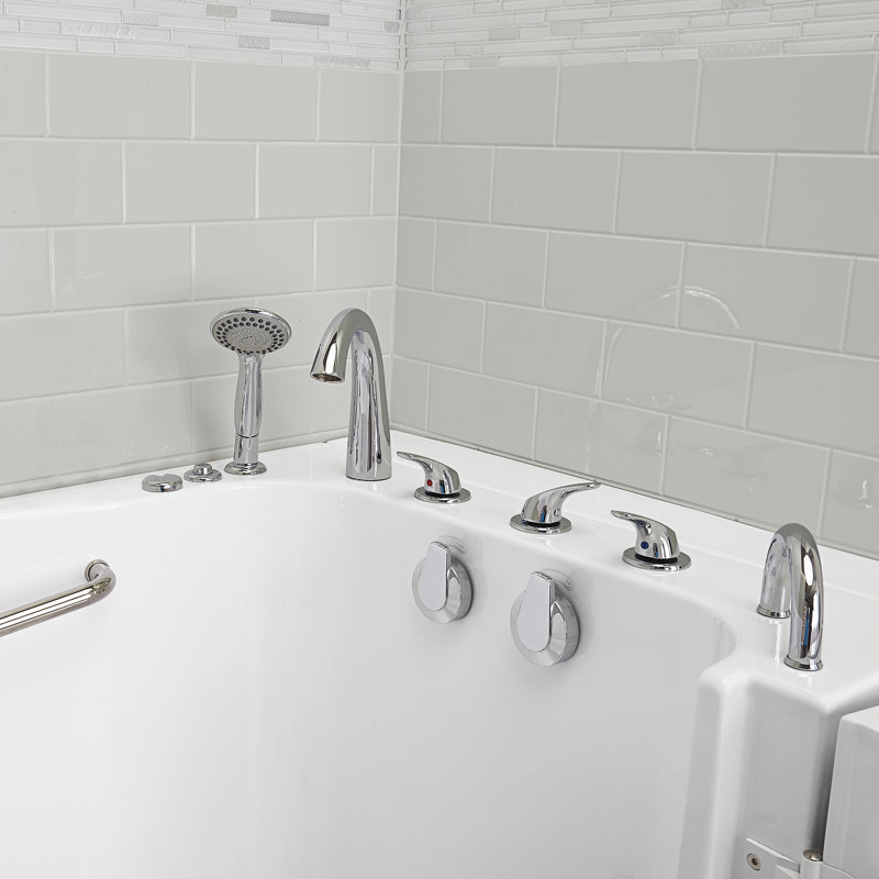 Wheelchair Transfer 36"x55" Acrylic Hydro Massage Walk-In Bathtub, Heated Seat, Fast Fill Faucet, Right