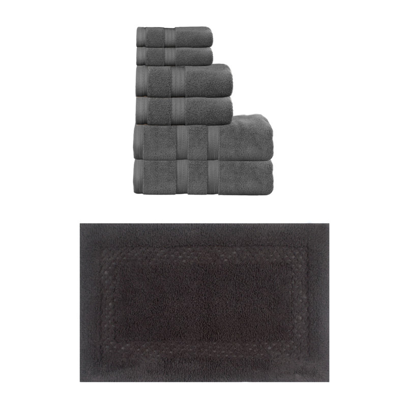 Ensemble de serviettes de bain et tapis de bain Bublitz Classy, Gris foncé