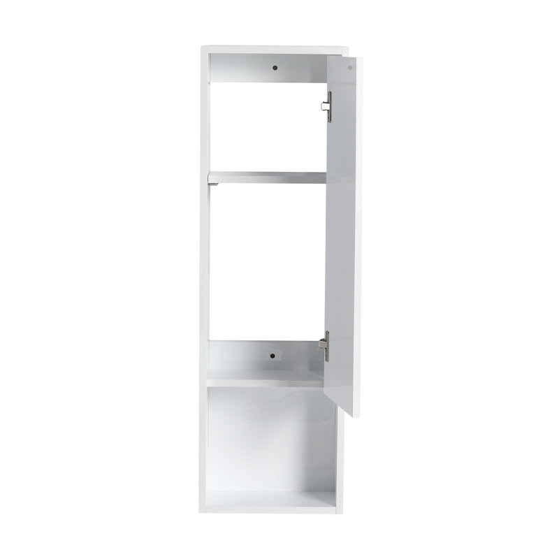 Armoire murale de salle de bain 12 po, portes à fermeture douce, conception à fixation flottante, blanc brillant (emballage KD)