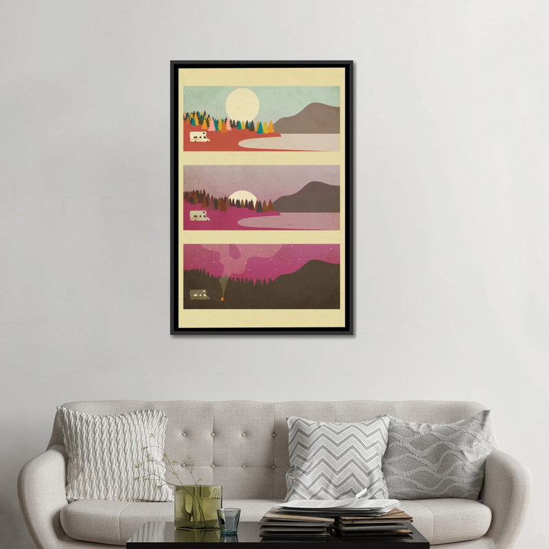 Camp, impression sur toile tendue, H 60 po x l 40po x P 1,5 po, Toile avec cadre noir, Pas de tapis