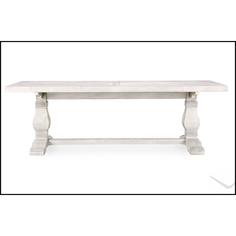 Table de salle à manger Caleb de 94 pouces en ivoire vieilli, spacieuse et durable pour les réunions de famille élégantes et les réceptions.