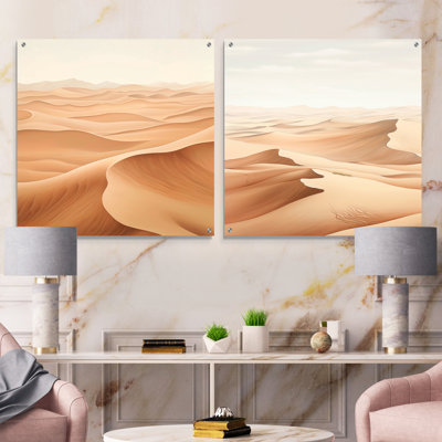 «Desert Sands Of Slumber Dreams III» - Ensemble de 2 verres muraux en acrylique minimalisme
