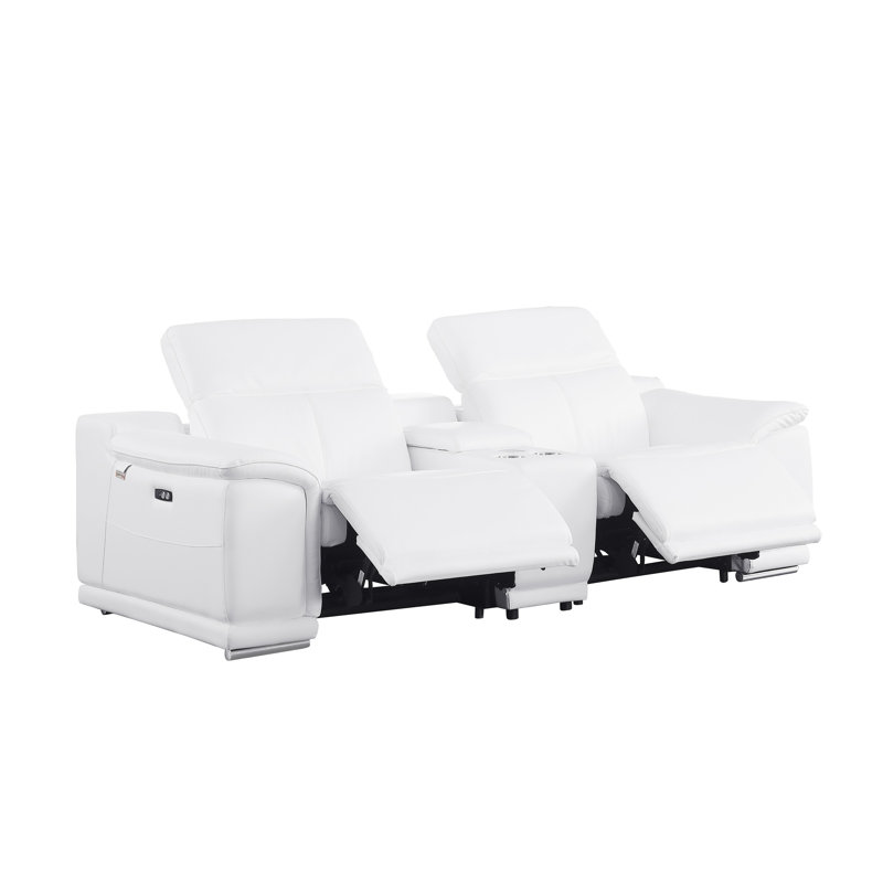 Siège de cinéma en cuir italien à grain supérieur 5 pièces 8 pièces Lily, Blanc