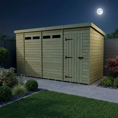 Total Sheds 15ft x 4ft Security Pent Shed - Heavy-Duty Hasp Staple Anti-Tamper - Pressure Treated Timber - UK Manufactured