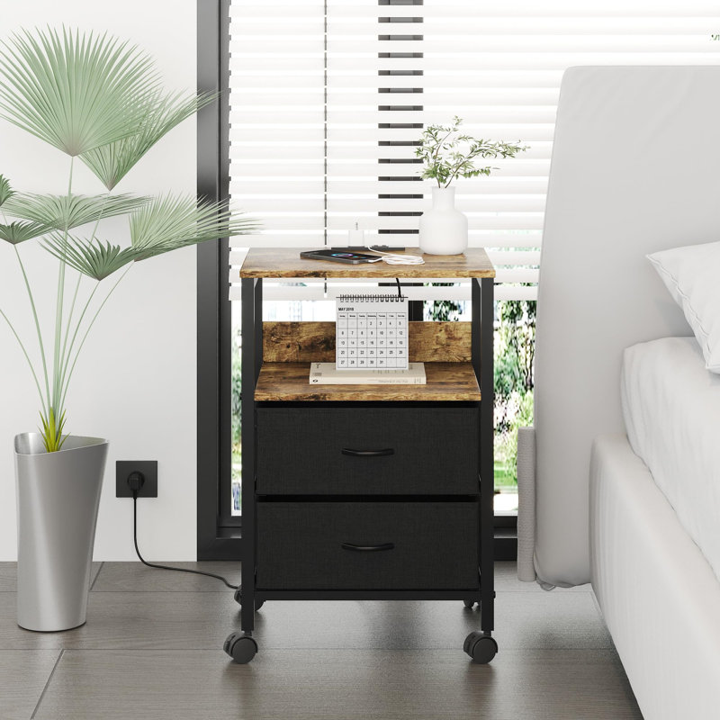 40cm W Metal Bedside Table