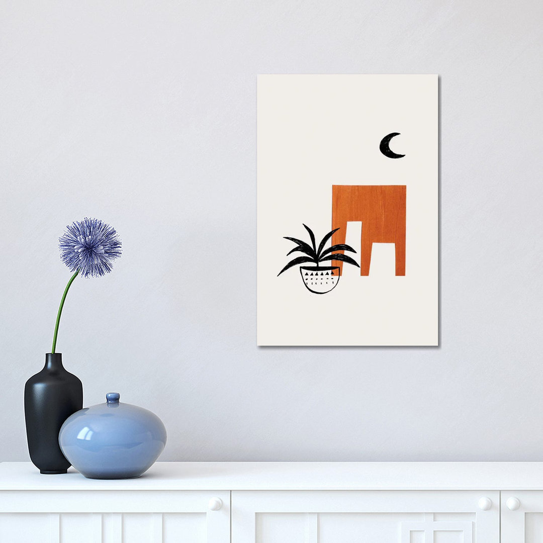 Midcentury House Plant by EnShape - Wrapped Canvas Print
