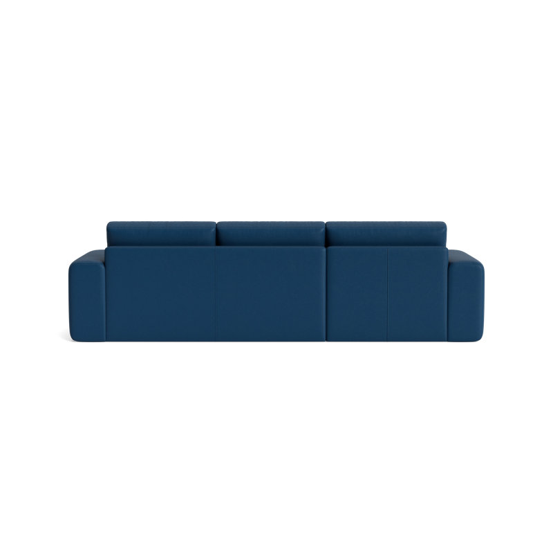 The OG Leather Chaise Sectional, Bison Deep Blue Top Grain Leather, Left Hand Facing