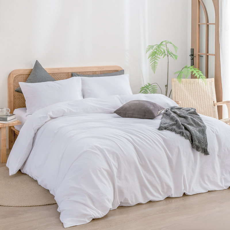 Ensemble de housse de couette 100% coton délavé Bestouch Bestouch, Housse de couette grand et 2 taies d'oreiller stan