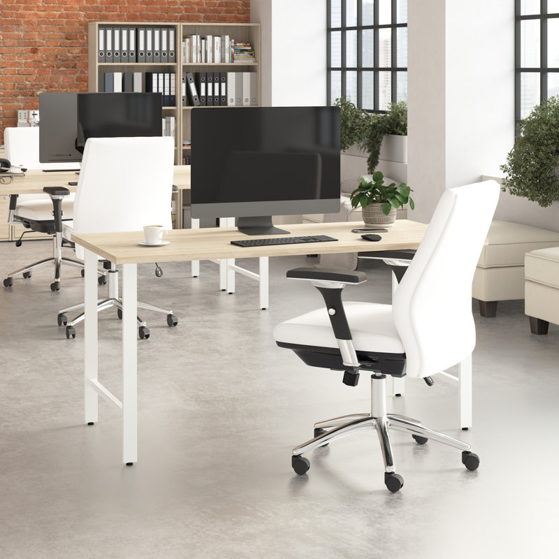 Bureau Hustle, Orme naturel / blanc, H 30,07 po x l 71,02 po x P 29,37 po