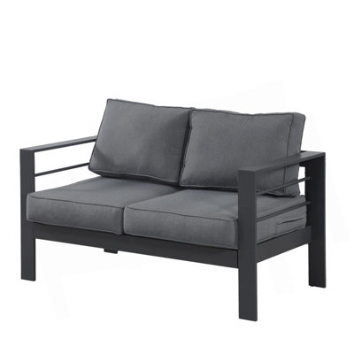 50" All-Weather Aluminum Patio Loveseat with Cushions & Frame