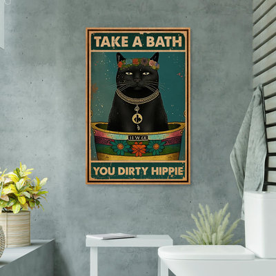 Black Cat You Dirty Hippie - 1 Piece Rectangle Gra " Black Cat You Dirty Hippie " Graphic Art Print