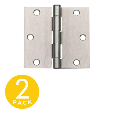3 in. x 3 in. Satin Nickel Full Moritse Residential Squared Radius Hinge with Removable Pin-Set of 2
