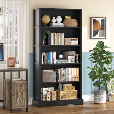 65 Inch 5-Tier Freestanding Solid Wood Bookshelf