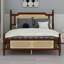 Wooden Bed With Rattan Headboard And Footboard-2124141204