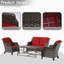 Ensemble de conversation de patio en osier 4 pièces 4 pièces avec coussins, causeuse, 2 chaises et table basse en métal-454177594-454177595