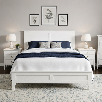 White Platform Bed with Headboard