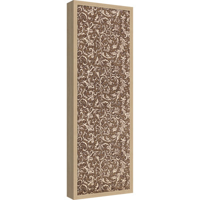 Framed Fabric Magnetic Board, 13x37 Brown Damask Design Bulletin Board for Wall Organization