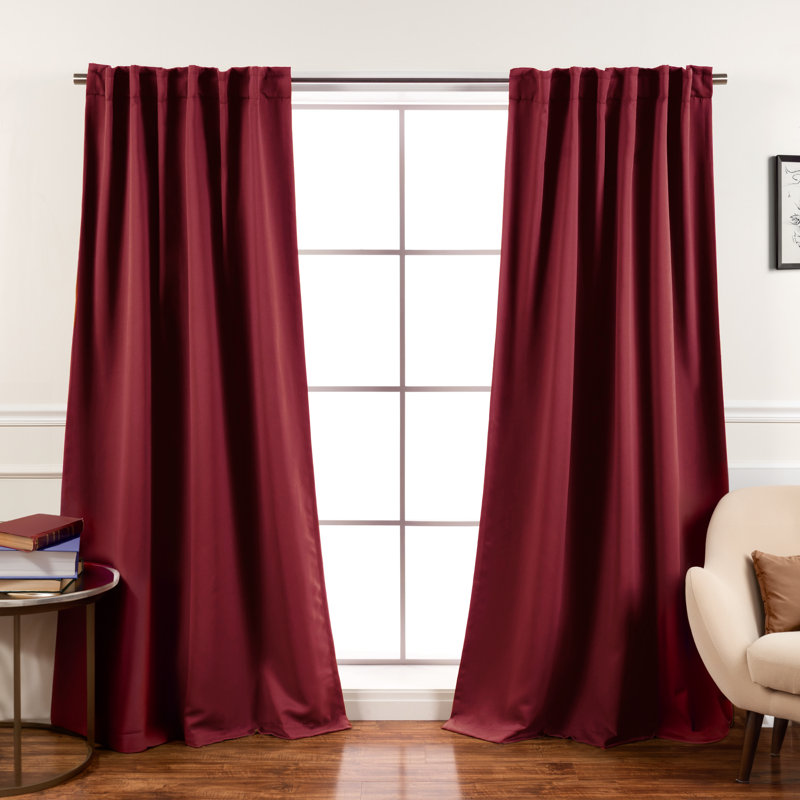 Bantam Solid Blackout Thermal Rod Pocket Curtain Panels, Burgundy, 52" W x 102" L