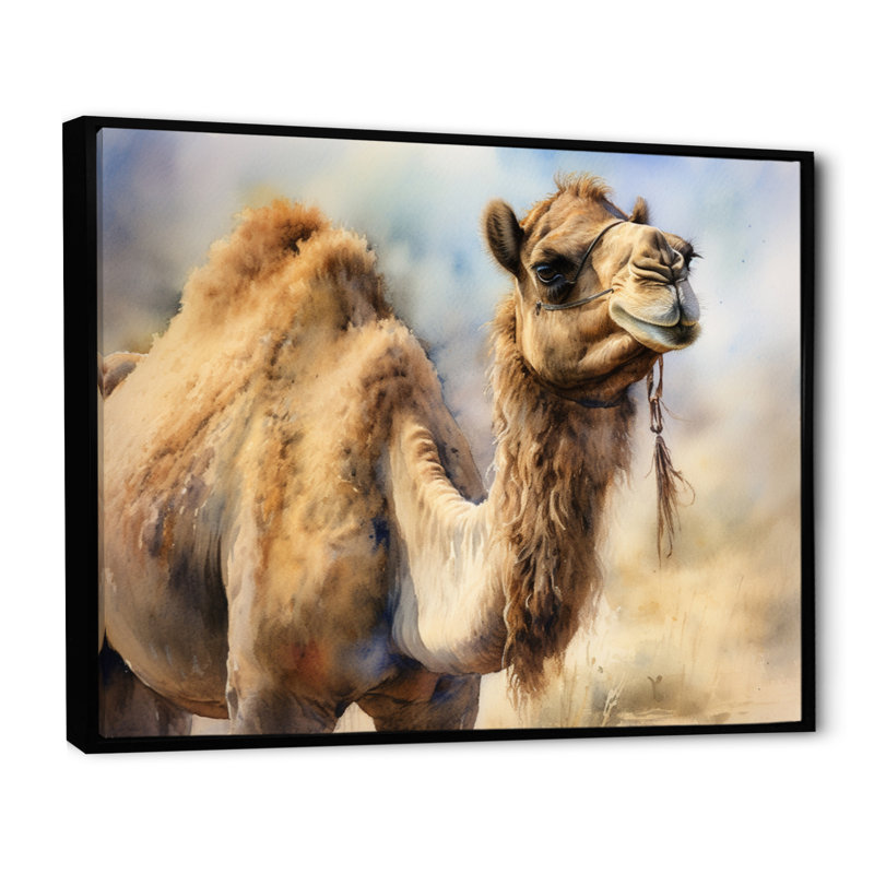 Décoration murale Camel Desert Nomad I - Animaux, H 34 po x l 44 po x P 1,5 po, Cadre flottant noir
