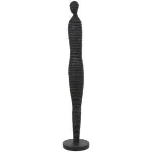 Sanfo Polystone Tall Slim Figure People Decorative Sculpture with Ribbed Body and Glitter Accents