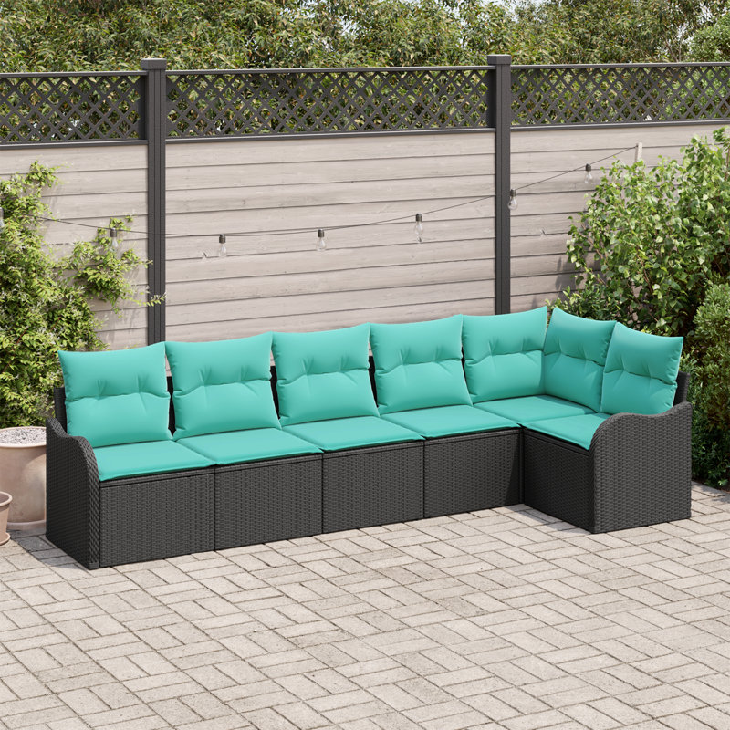 Ensemble de canapé de jardin vidaXL, Structure noire / Coussin bleu