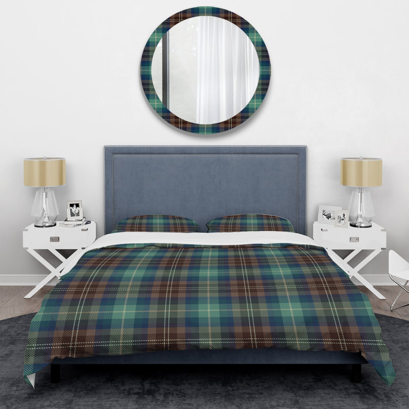 Ensemble de housse de couette en microfibre brun / vert 3 pièces, Housse de couette pour très grand lit et 2 très