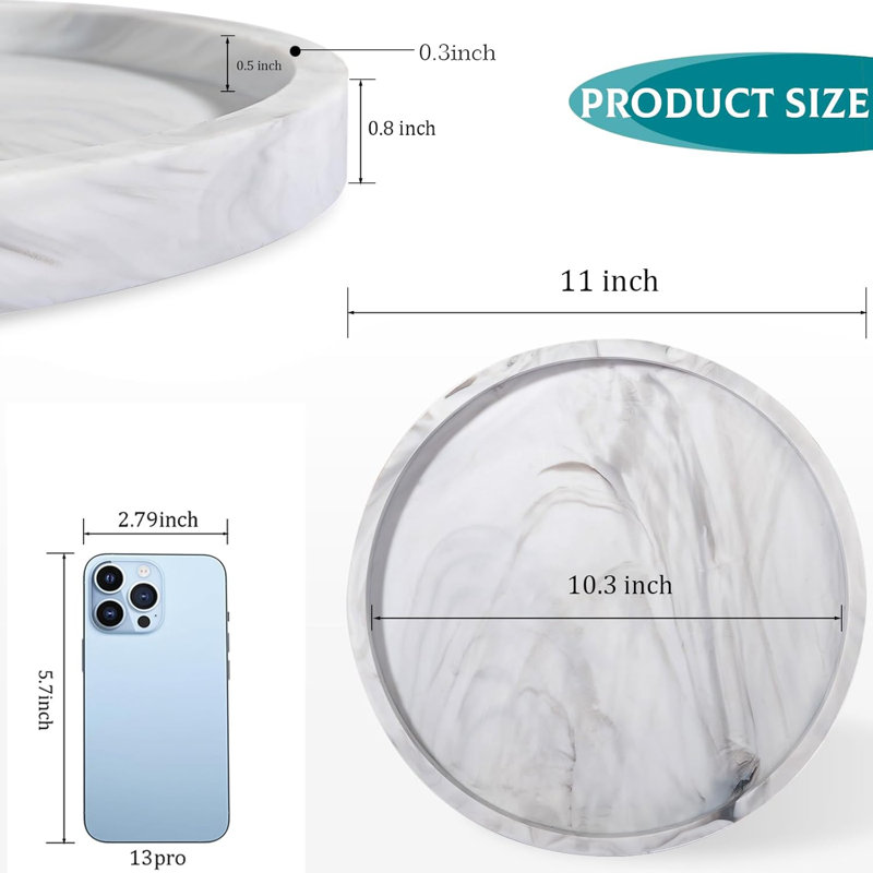 Silicone Decorative Tray For Bathroom Vanity, Kitchen Countertop, And Coffee Table - Non-Slip Round Organizer For Soap, Perfume, Candles, Plants, And More