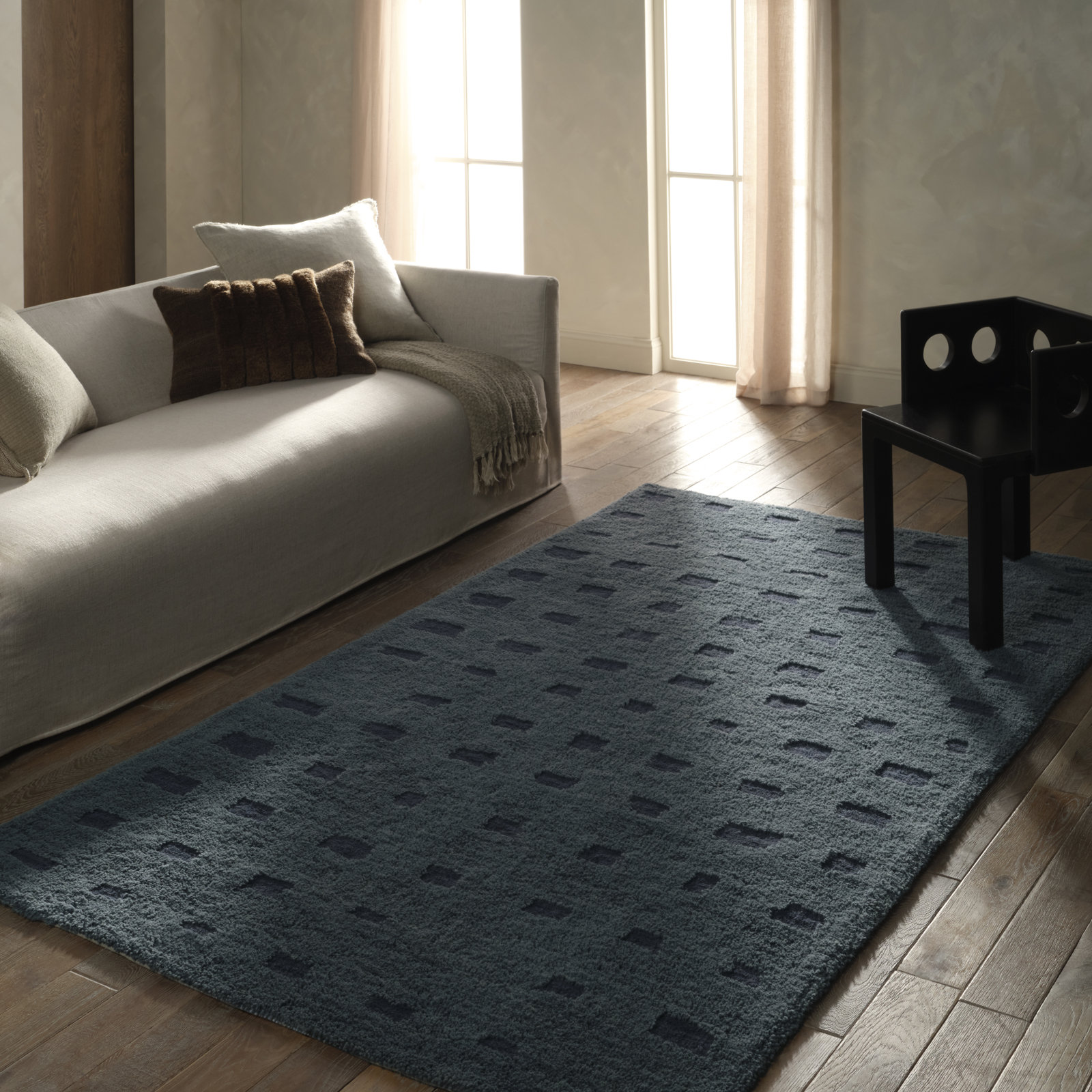  Liva AIB05 Handmade Tribal Blue Area Rug (7'9"x9'9"), Rectangle 9'6" x 13'6"