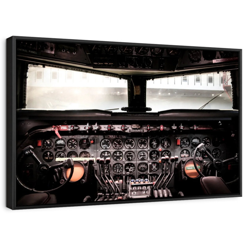 "Art mural rétro de cockpit d'avion", H 17 po x l 25 po