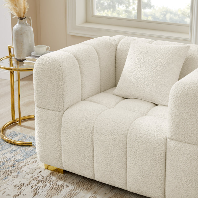 Ensemble de salon rembourré en boucle, White