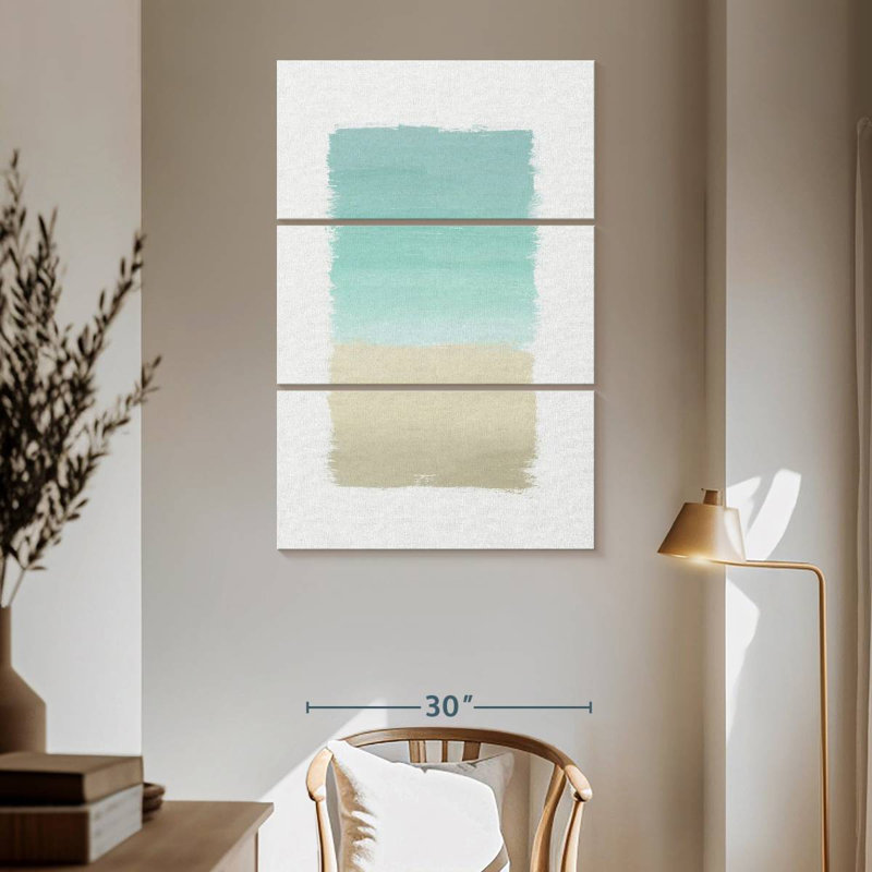 Avery turquoise abstrait sur fond blanc, H 65 po x l 42 po