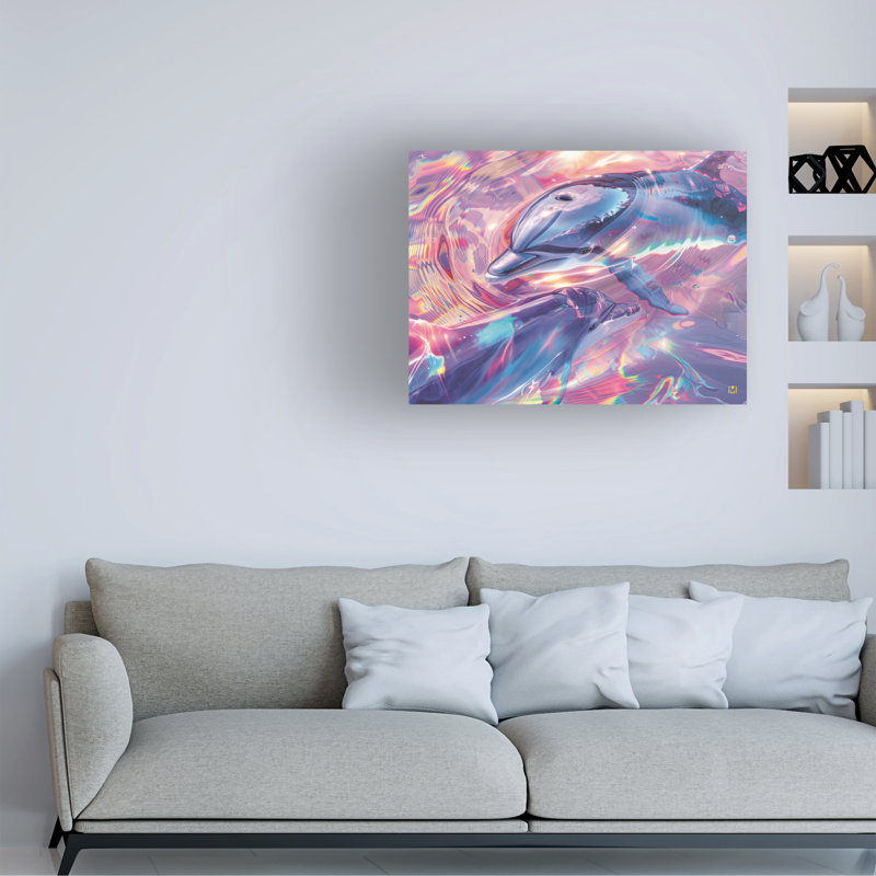 Art sur toile, Michael David Ward, Prismatic Dolphins, H 35 po x l 47 po