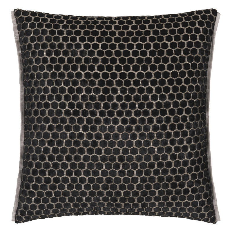 Jabot Velvet Decorative Pillow, Noir Geometric, 22" H x 22" W