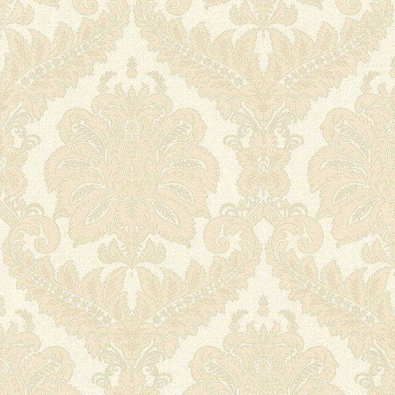 Ornamenta Collection Traditional Damask Wallpaper Roll, Beige Cream