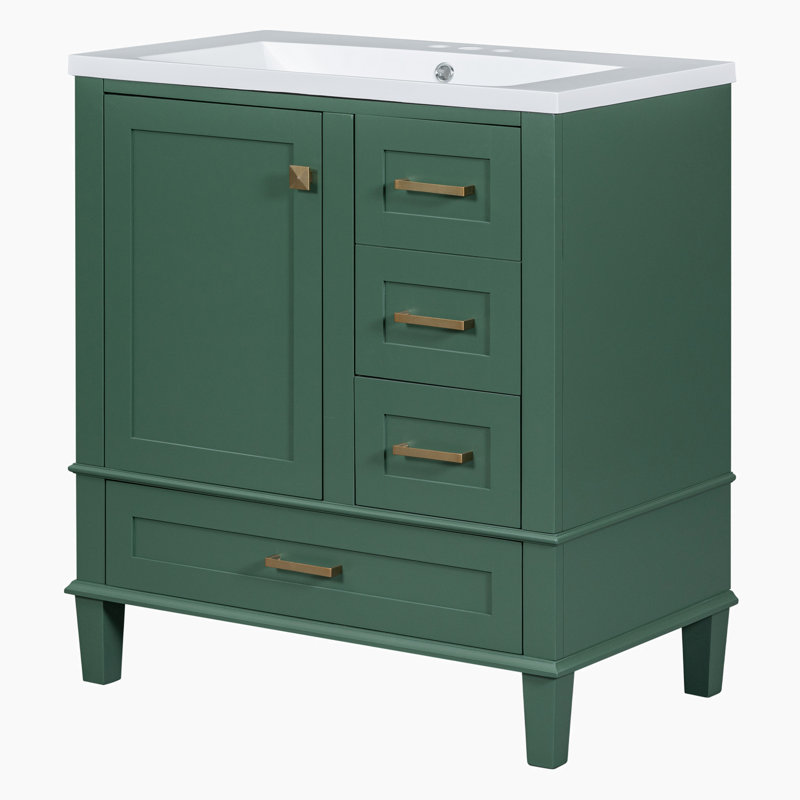 Ensemble de meuble-lavabo simple autoportant 30 po avec plateau en céramique Landingham
