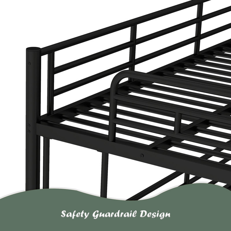 Twin Over Twin Over Full Bunk Bed, Metal Triple Bunk Bed With Safety Guardrails, Heavy-Duty Bunk Bed With Noise-Reduced Design