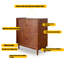 Armoire de rangement en bois cannelé à porte tambour