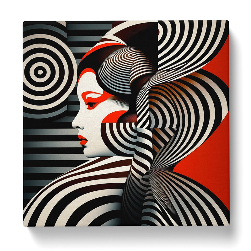 Geisha Op Art - Wrapped Canvas, 35cm H x 35cm W x 3cm D