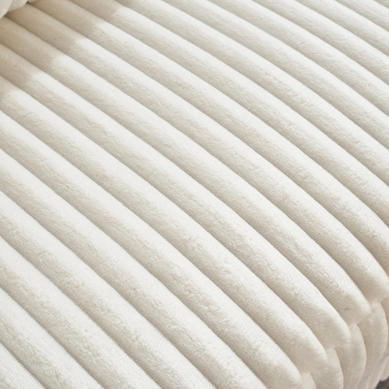 Velours côtelé moelleux avec dossier carré et réglable pour les petits appartements. Blanc, mousse et ressort. 48,5 de largeur, 61 de profondeur, 37 de hauteur, 138 lb Options de sièges modulaires, coussins moelleux, cadre, installation simple