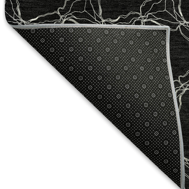 Tapis noir Prisco lavable à la machine de qualité supérieure, Rectangulaire 8 pi x 10 pi