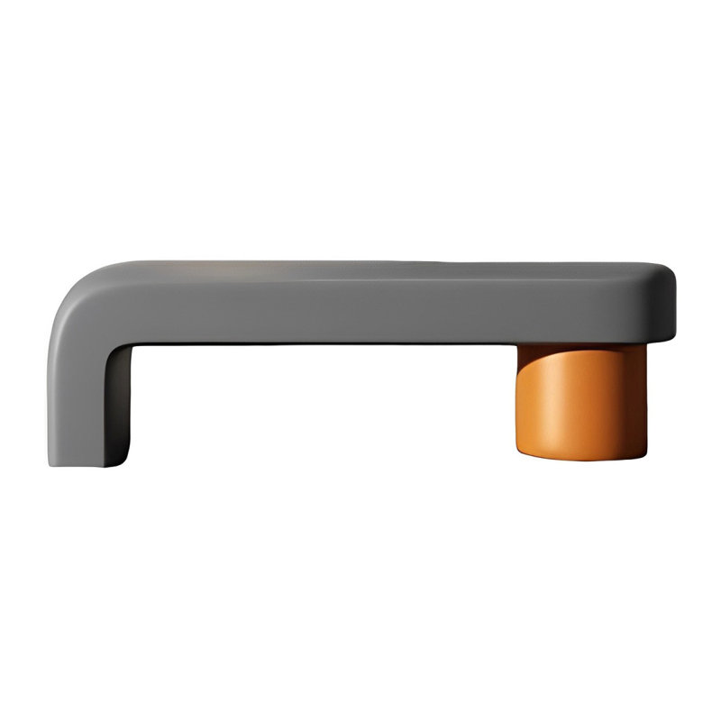 Banc rembourré en similicuir Light Luxury, H 17,71 po x l 70,86 po x P 15,74 po, Orange / gris foncé
