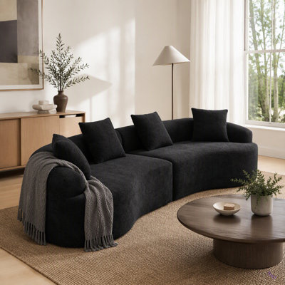 Canapé modulaire incurvé à compression Compression, canapé-lit en chenille haute densité 30D pour appartement, salon L 110 po