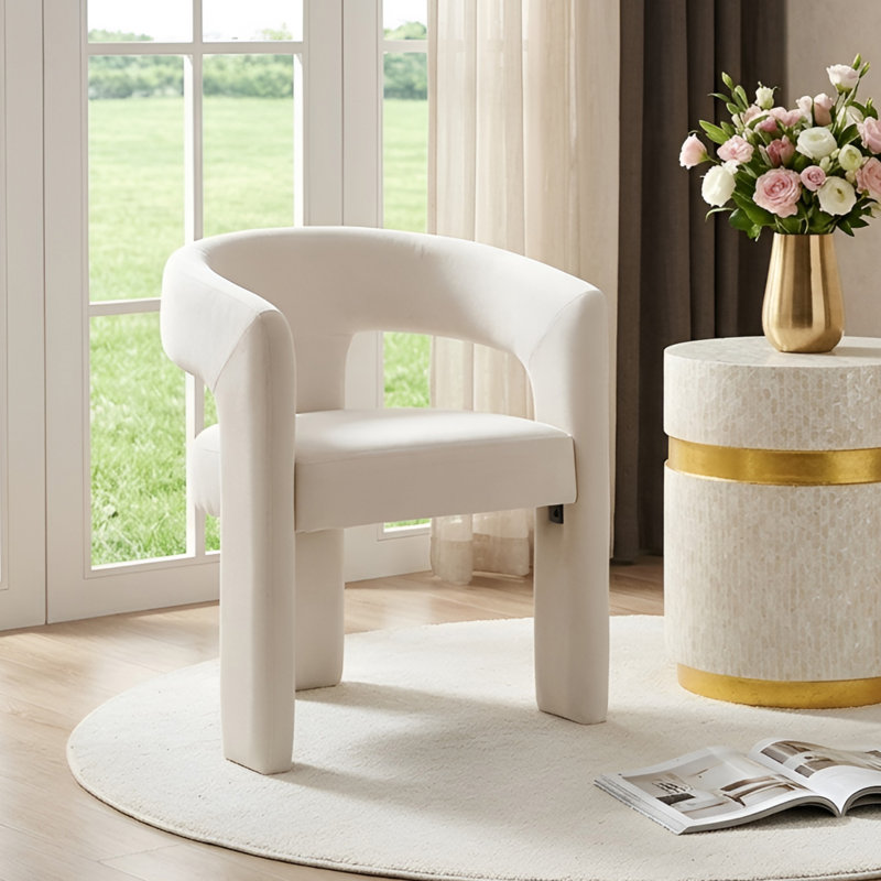 Dalpat Iron Arm Chair, Ivory Velvet