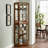 6 Shelf Curio Display Cabinet In Walnut, Lights & Mirrors, Adjustable Lights,-801753760