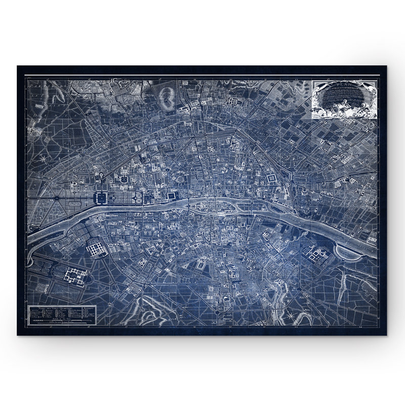 Parisian S croquis de carte - Impression sur toile, H 36 po x l 48 po x P 1,5 po