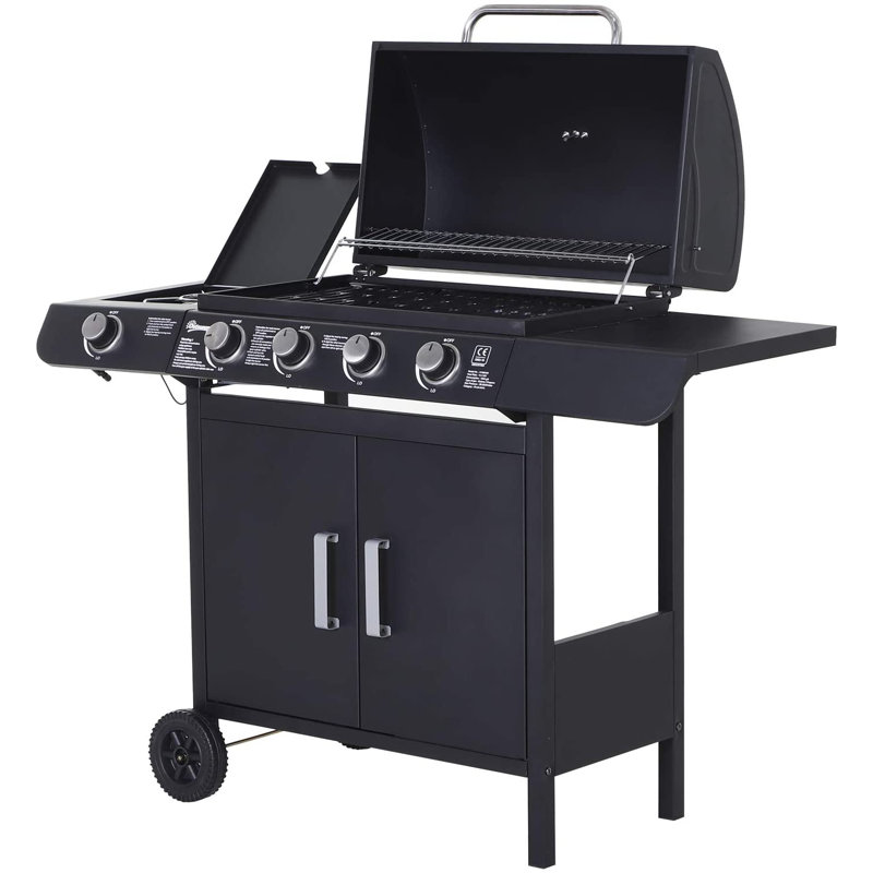 Sol 27 Outdoor 5 - Burner Countertop Liquid Propane 9895 BTU Gas Grill with Side Burner